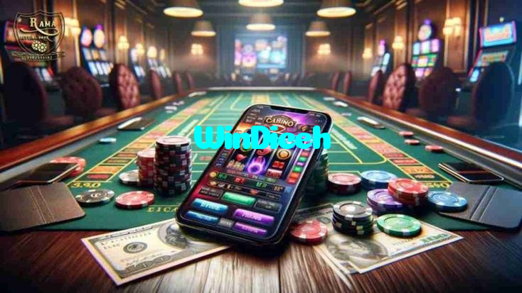WinDiceh casino presented on mobile device in Pakistan with slots and live games